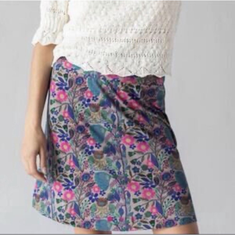 Natural Life Sz L Live-in-It Butter Soft Pull On Mini Skirt Gray Pink Floral